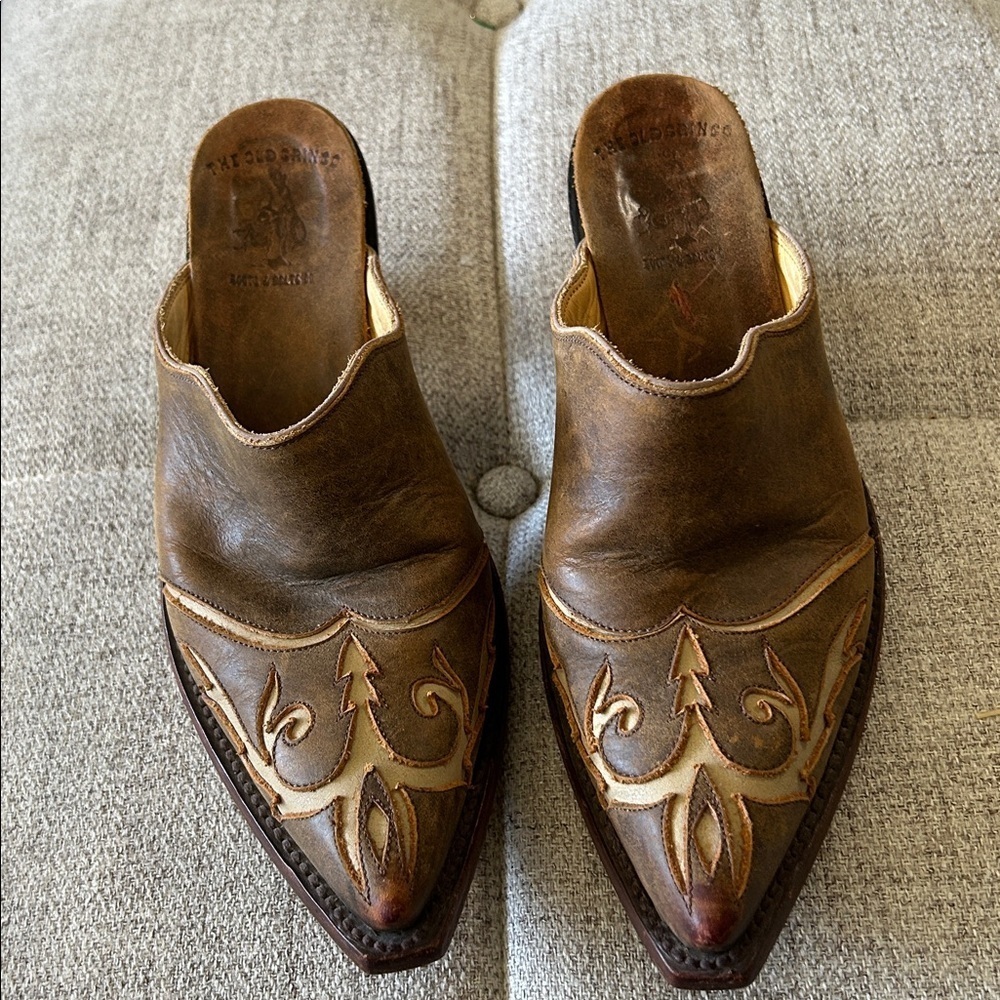 OLD GRINGO  WESTERN EMBROIDERED GOLDEN BROWN LEATHER BOHO MULES SZ 6.5